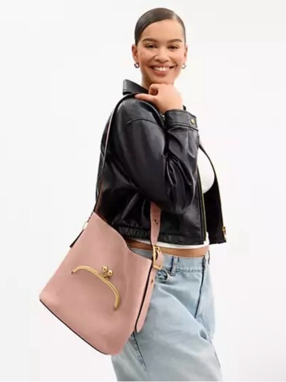 Coach Bleeker Women's Pink Leather Bucket Bag with Gold Accent NWT - Picture 5 of 5